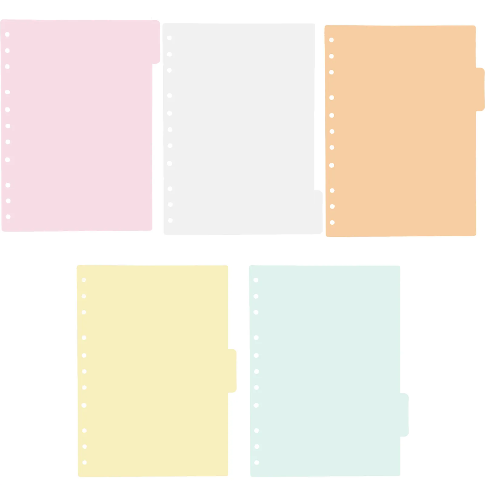 

5Pcs Plastic Index Dividers B5 11-Hole Punched Binder Tabs Vibrant Fade-Proof Color Notepad Index Dividers File Organization