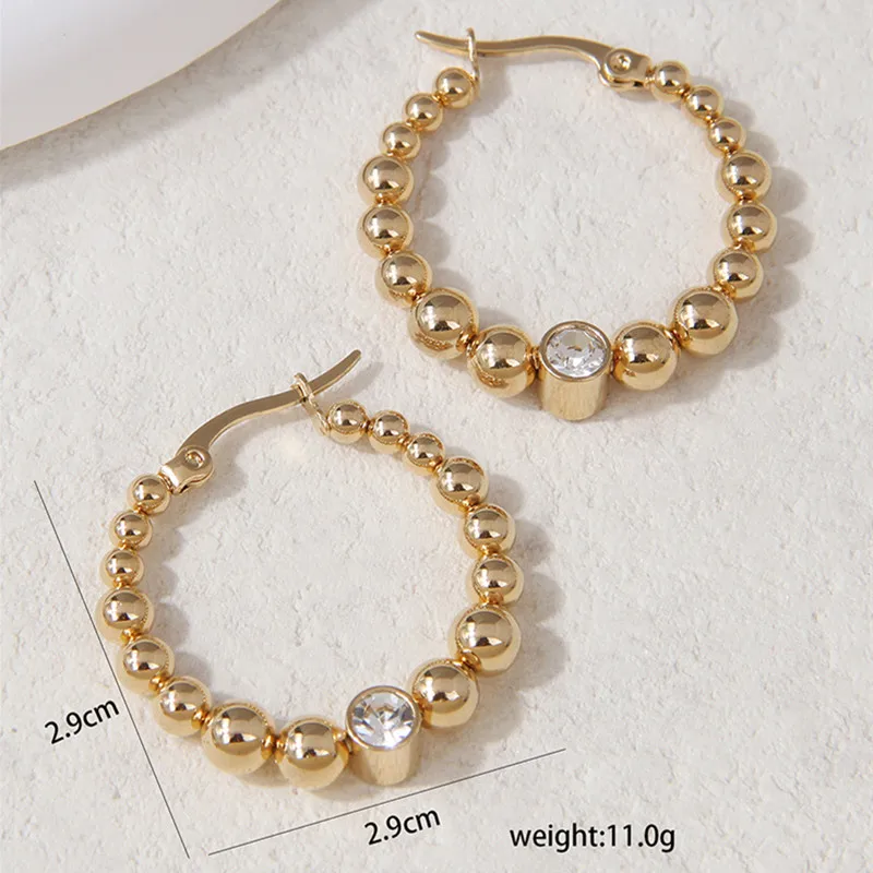 Kymyad Stainless Steel Earrings Woman Jewelry Hip Hop Gold Color Crystal Mixed Hoop Earrings Elegant Hoops Women