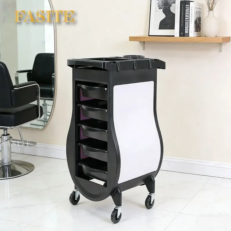 For Barber Shop Tool Cart Hair Storage Cabinet with Hair Dryer Shelf Beauty Rolling Trolley Organizer Multi-layer