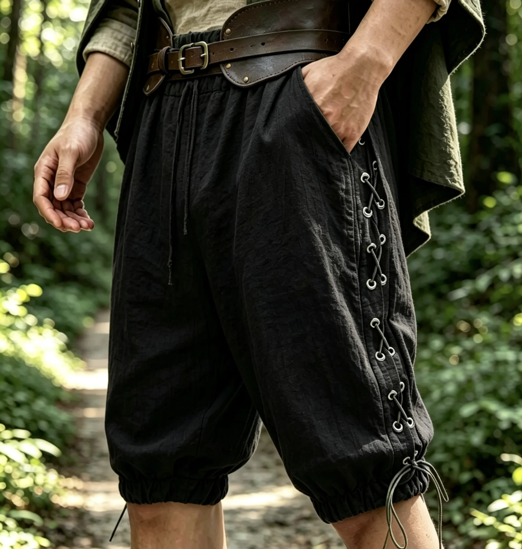Pantalones Cortos de Pirata para Hombre, Estilo Renacentista, Vintage, Halloween, Medievales, con Cordones, Disfraz de Vikingo, Pantalones de Navegante para Fiesta