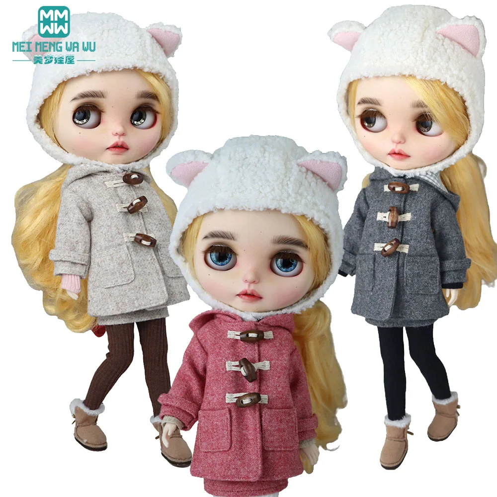 Clothes for doll fits Blyth Azone OB22 OB24 doll Fashion woolen coat leggings skirt gift for girls