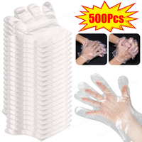 500PCS Disposable Gloves Plastic Transparent Gloves for Restaurant Hotel Fried Chicken Pizza Gloves Kitchen Tableware Accessorie