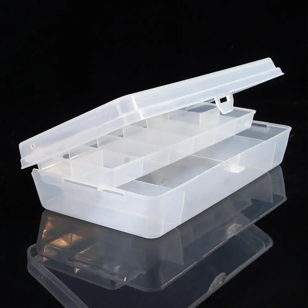 Universal Plastic Lure Fishing Double Tray Tackle Box Hand Tool Organizer Storage Cases Two-Sided