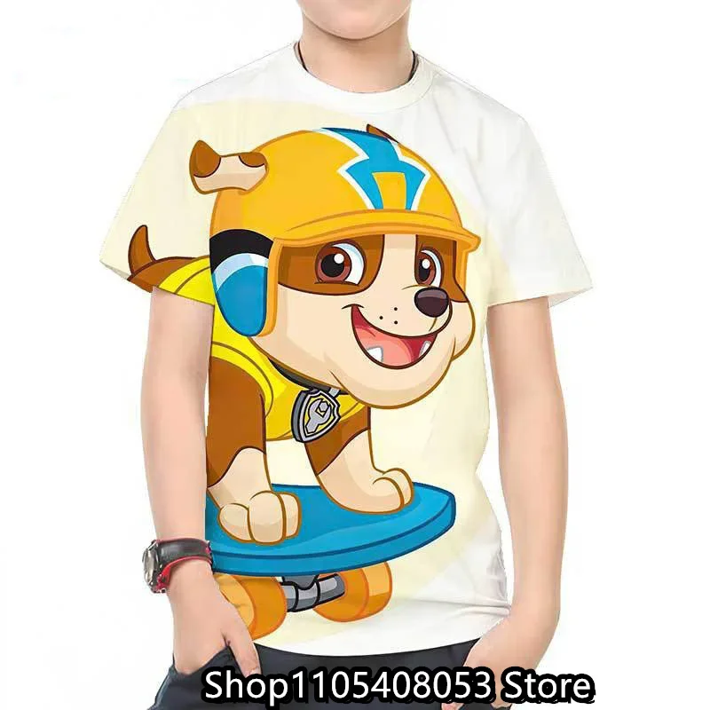 New PAW Patrol Children 3d T-Shirt Cartoon Chase Short Sleeves Top Tees Fashion Anime Girls Boys Shirts Kids Summer Clothes Gift