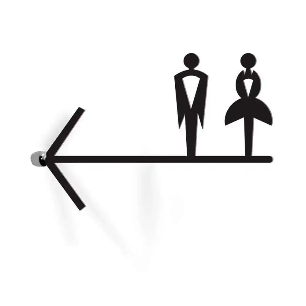 Double-sided Men & Women Bathroom Signboard Toilet Arrow Guide Sigange Plate Toilet Guide Card Side-mounted Acrylic Plate Custom