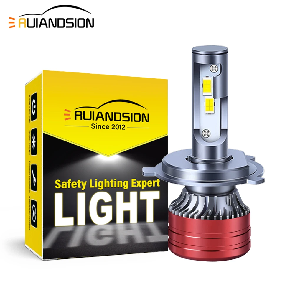 

2 шт. Ruiandsion 8000 люмен супер яркие светодиодные лампы для автомобильных фар H4 9-80 В передняя лампа грузовика противотуманная фара с вентилятором подходит для мотоцикла