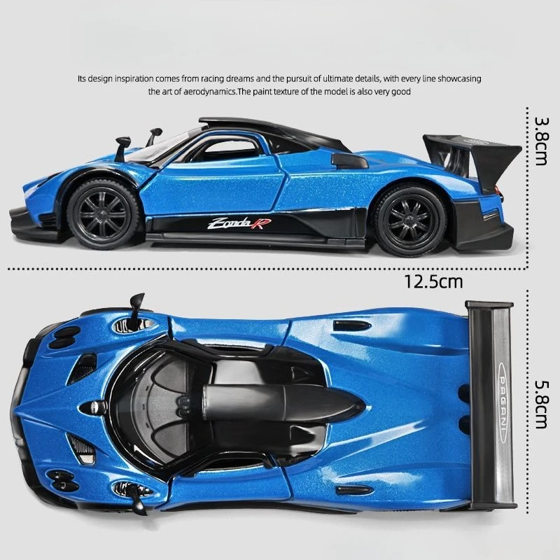 Diecast 1:36 Pagani Zinda R Sports Car Model Simulation Alloy Pull Back Toy Car Model Toy Vehicle Children Boy Birthday Gift