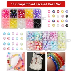 10 Roosters Doos 8Mm Multicolor Gradiënt Gefacetteerde Acryl Kraal Kit Glas Losse Kralen Voor Sieraden Diy Armband Oorbellen Accessoires