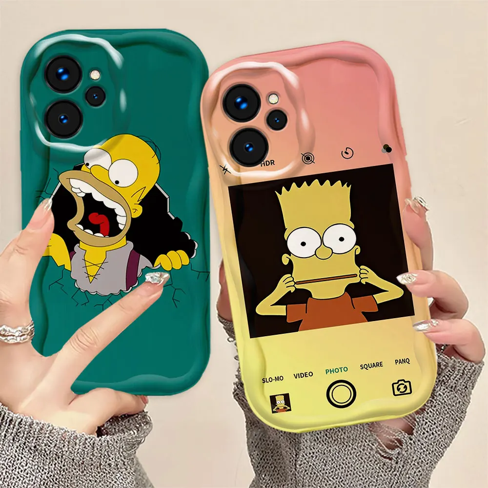 Funny H-Homer S-Simpsons 3D Wave Phone Case For REALME 5 6 7 7I 8 10 11 12 C20 C33 C35 C55 C63 C65 C67 C21Y GT 3 6 NARZO 50 Case