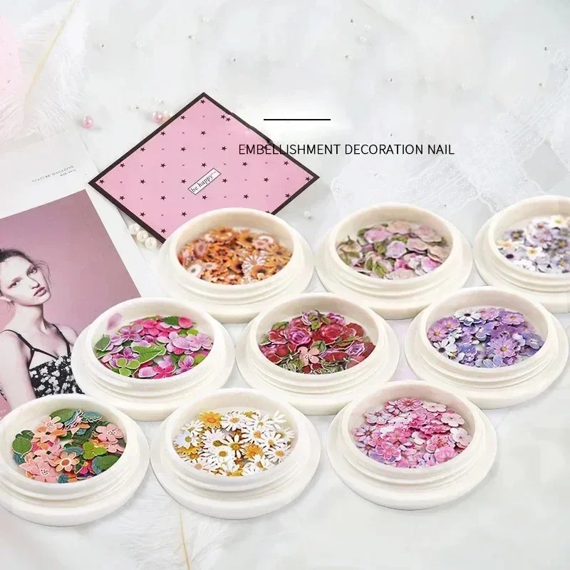 1/4/6/9 قطعة مسمار زهرة رقيقة جدا لب الخشب التصحيح اللون مختلط الديكور الصغيرة ديزي روز مسمار الفن اكسسوارات DIY بها بنفسك