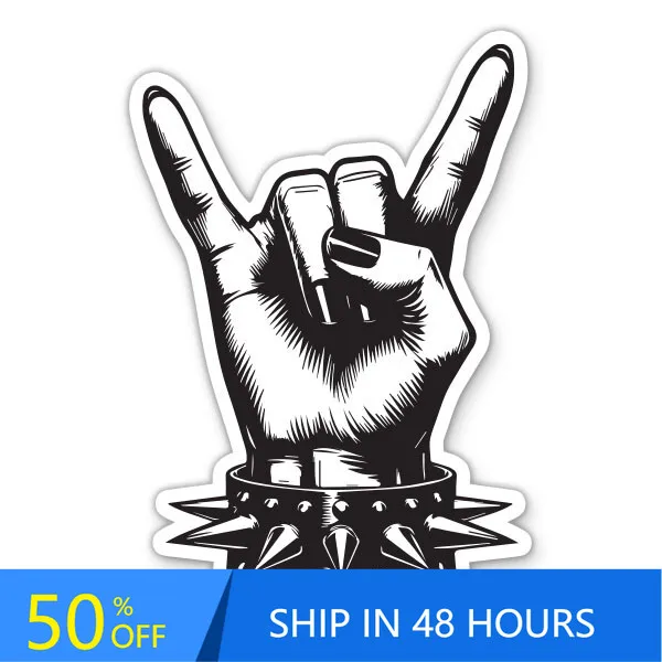 

Rock and Roll Hand Cool Bumper Walls Window Boat Waterproof Vinyl Decal Accessory Cute Unique Vintage