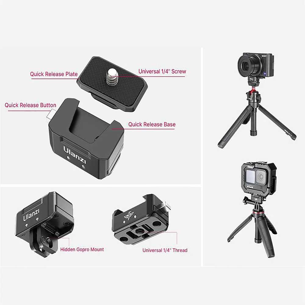 Supporto per treppiede a sgancio rapido per fotocamera adattatore per piastra QR DSLR Vlog Filmmaking kit di accessori rapidi per Gopro /Canon/Sony/Nikon/Osmo