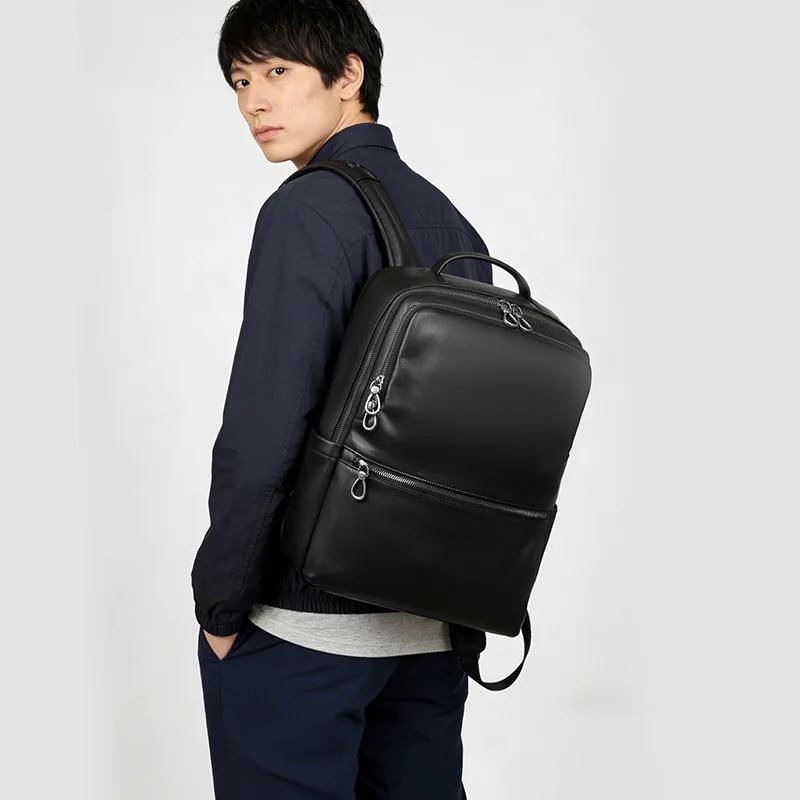 Vintage Genuine Leather Men's Backpack Large Capacity Men's Computer Bag Natural Top Layer Cowhide Backpack Travel Bag