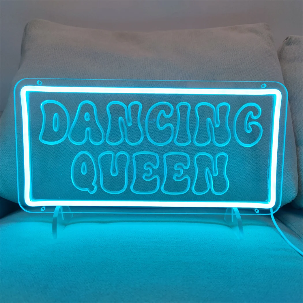 Dancing Queen Neon Sign Light 3D Carving with USB Powered Switch Bright LED Light Wall Decor for Dance Studio Club Prom Bar Neon