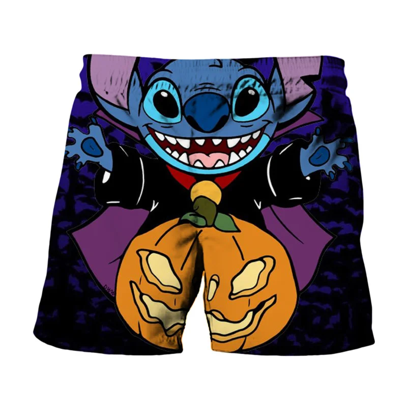 Disney marca stitch e mickey minnie imprimir verão calções de banho masculino praia coleção de halloween moda casual crianças shorts