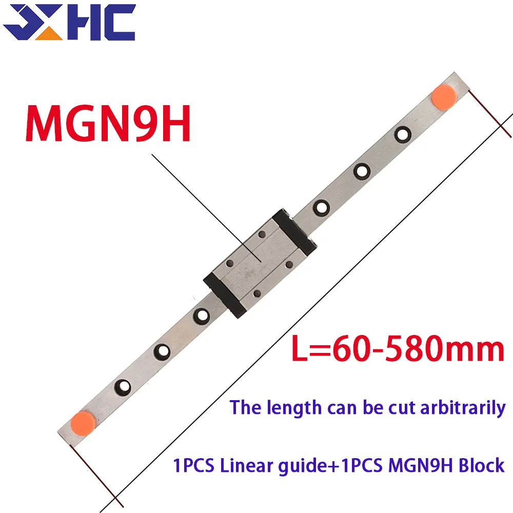 MGN9H MGN9 Miniature Stainless steel Linear Guide Rail +Slider Block L from 60mm to 1000mm For 3D Printer part MGN9H CNC parts