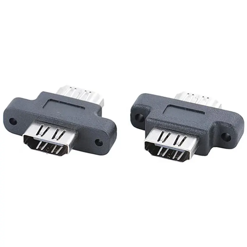 

HDMI-compatible Female to Female Adapter Screw Lock Panel Cable Extender Connector