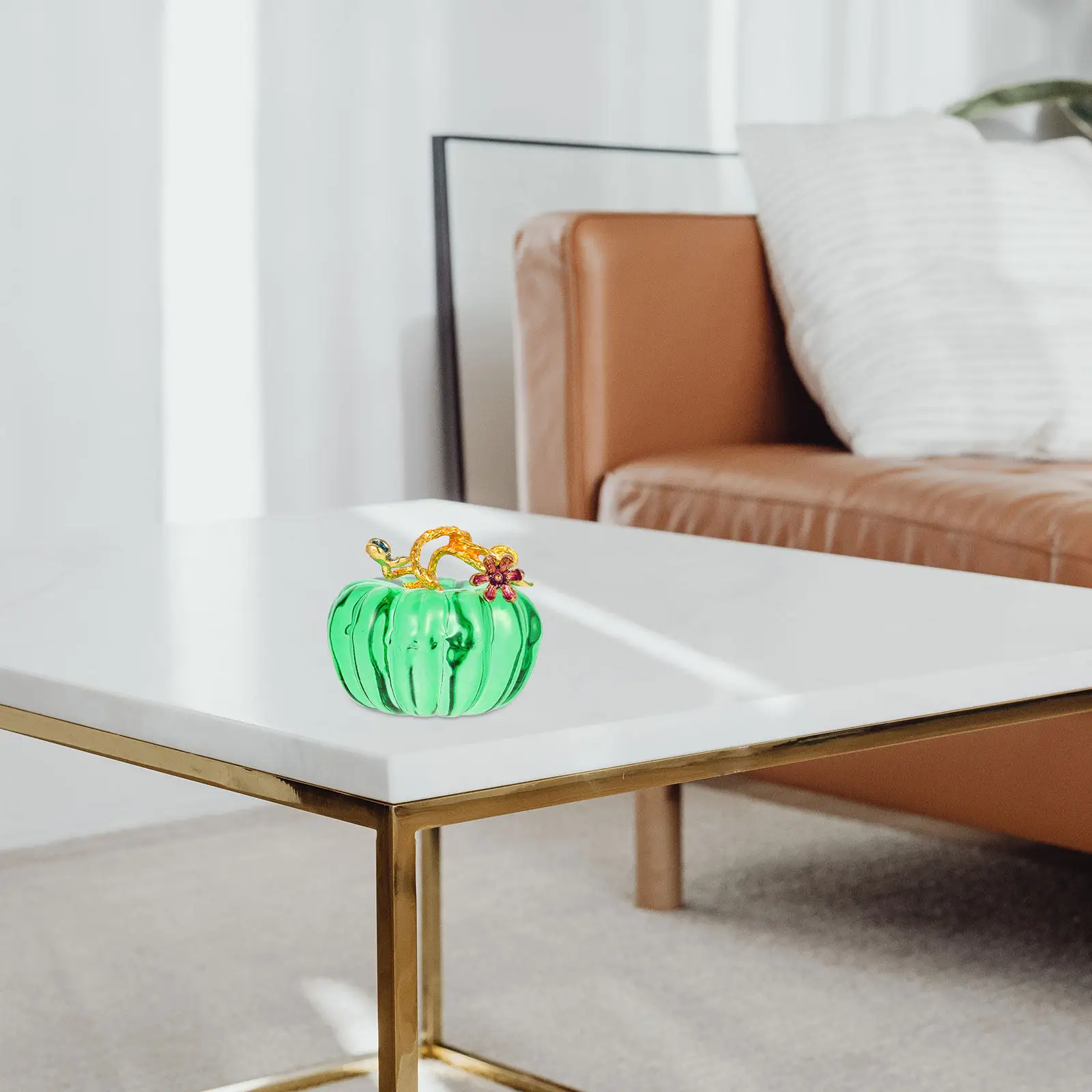 Glass Pumpkin Decor – Small Desktop Ornament for Home, Office, Coffee Shop, Living Room, Bedroom, Thanksgiving