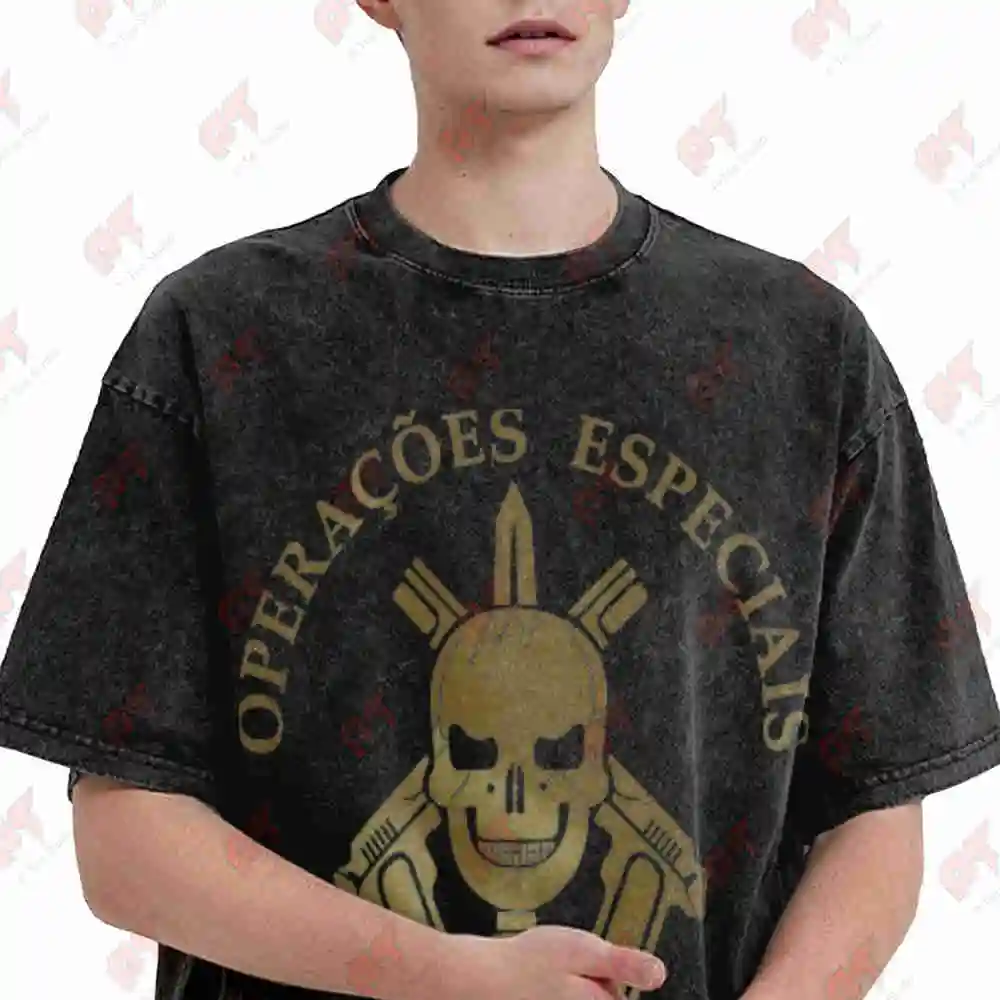 BOPE Tropa De Elite Battalion 1960s Vintage Washed Tee Pure Cotton T-Shirt