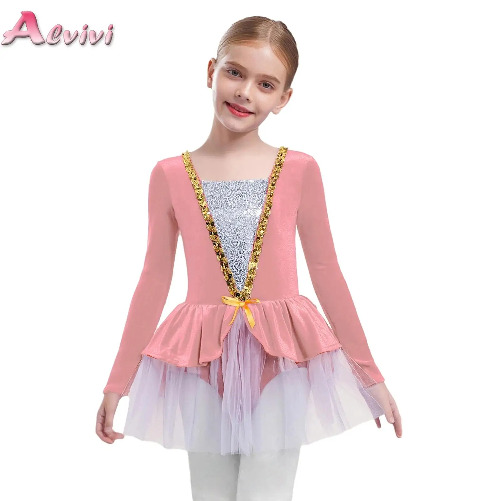 

Long Sleeve Velvet Swan Lake Dance Dress Figure Skating Ballet Dance Costume Girl Kids TUTU Dress Ballerina Children Dancewear