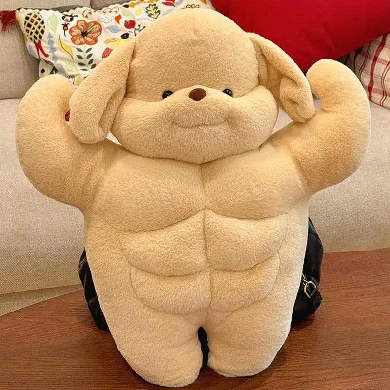 Stuffed Dog Toy Creative Muscle Dog Plush Toy Soft Muscle Dog Stuffed Toy Creative Puppy Plushie Doll With Muscle Chest