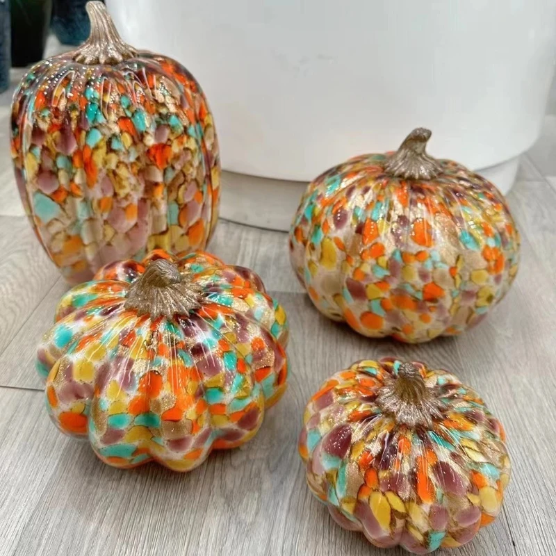 Artificial glass sprinkled with gold pumpkin ornaments office desktop crafts decoration housewarming gifts creative home