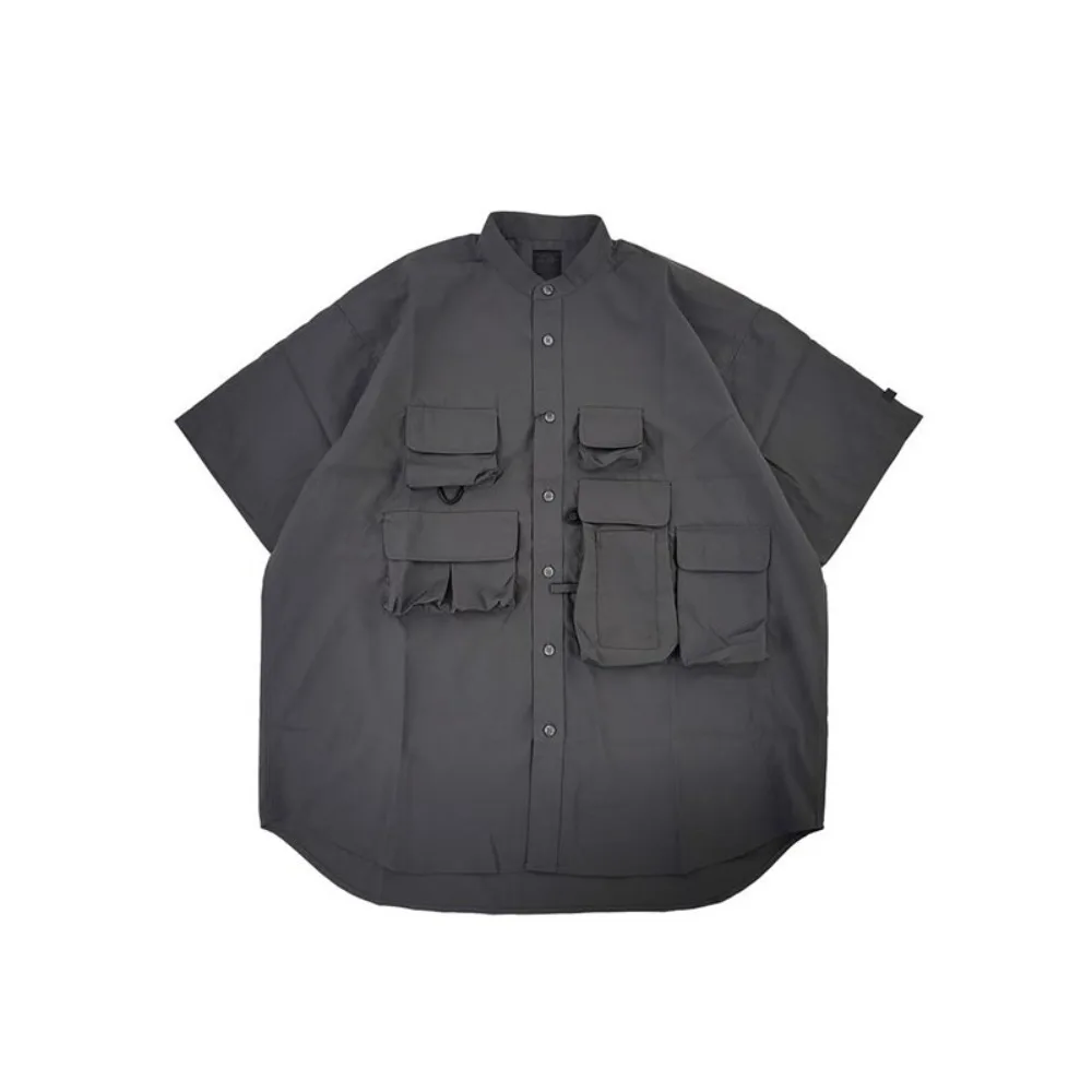 Pier39ss Japanese Citboy Casual Loose Multi Pocket Short Sleeved Shirt for Men