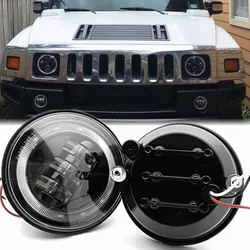 2pcs Led Fog Light For Hummer H2 2003-2009 Car Front Passing Fog Lamp With White DRL Halo Ring Angel Eyes