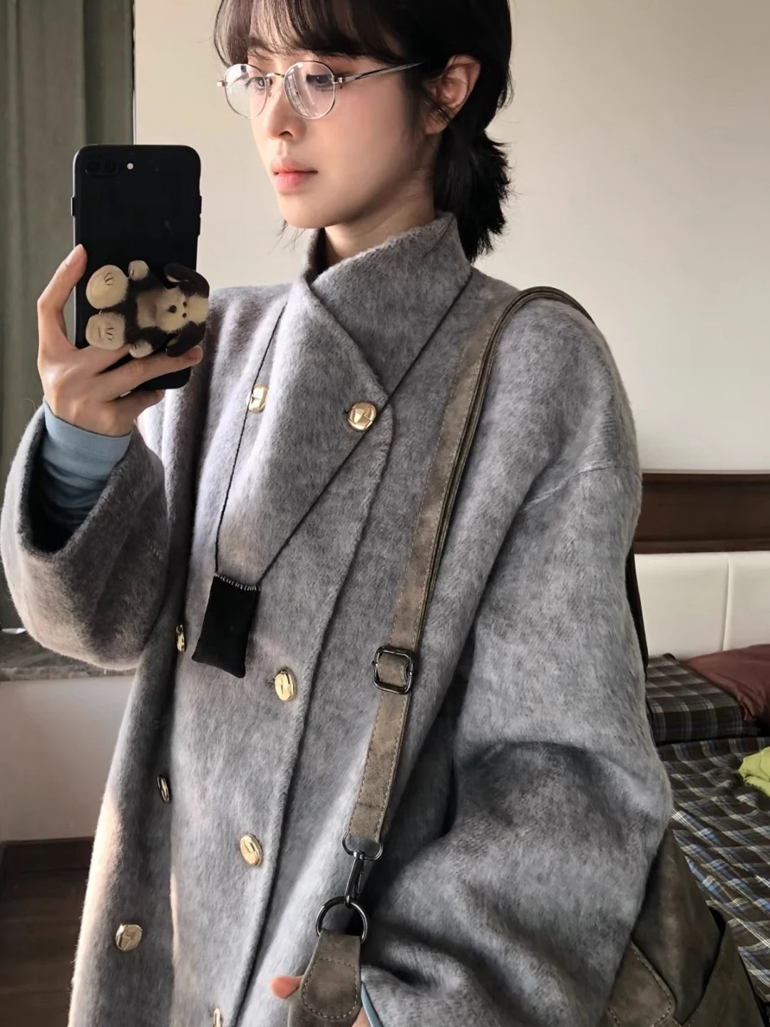 

Серое двустороннее кашемировое пальто в корейском стиле Хепберн, средней длины, шерстяное, для повседневной носки, прямого кроя, больших размеров, женское