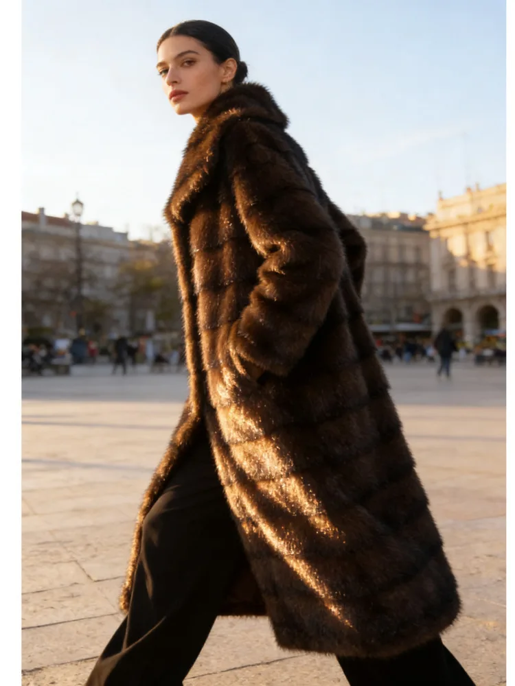 DFDG المرأة 2025 ايكو فو السمور شال فرو طوق مصمم معطف الشتاء الفاخرة الدافئة المألوف تيدي سترة معطف مميز #2