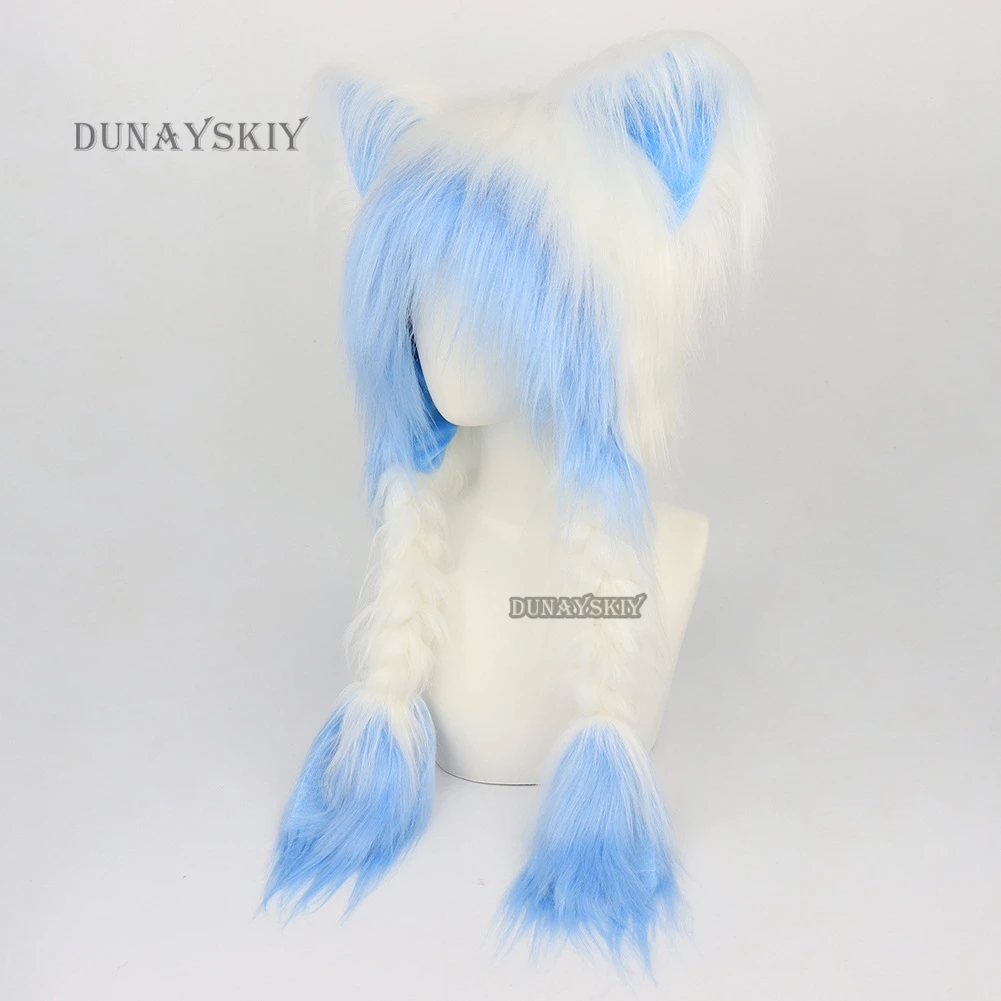 Fursuit Costume Nimal Hat Anime Llion Cat Cute Long Braid Furry Cap Cartoon Park Cosplay Gift Dropshipping