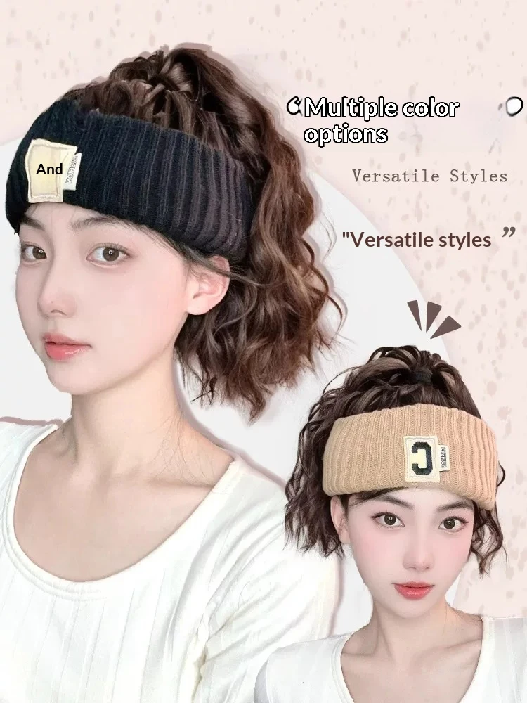 12inch Synthetic Short Curly Ponytail Hat Wig Natural Fake Hair Extension Wig wiht Hat Adjustable Shade Baseball Cap Wig