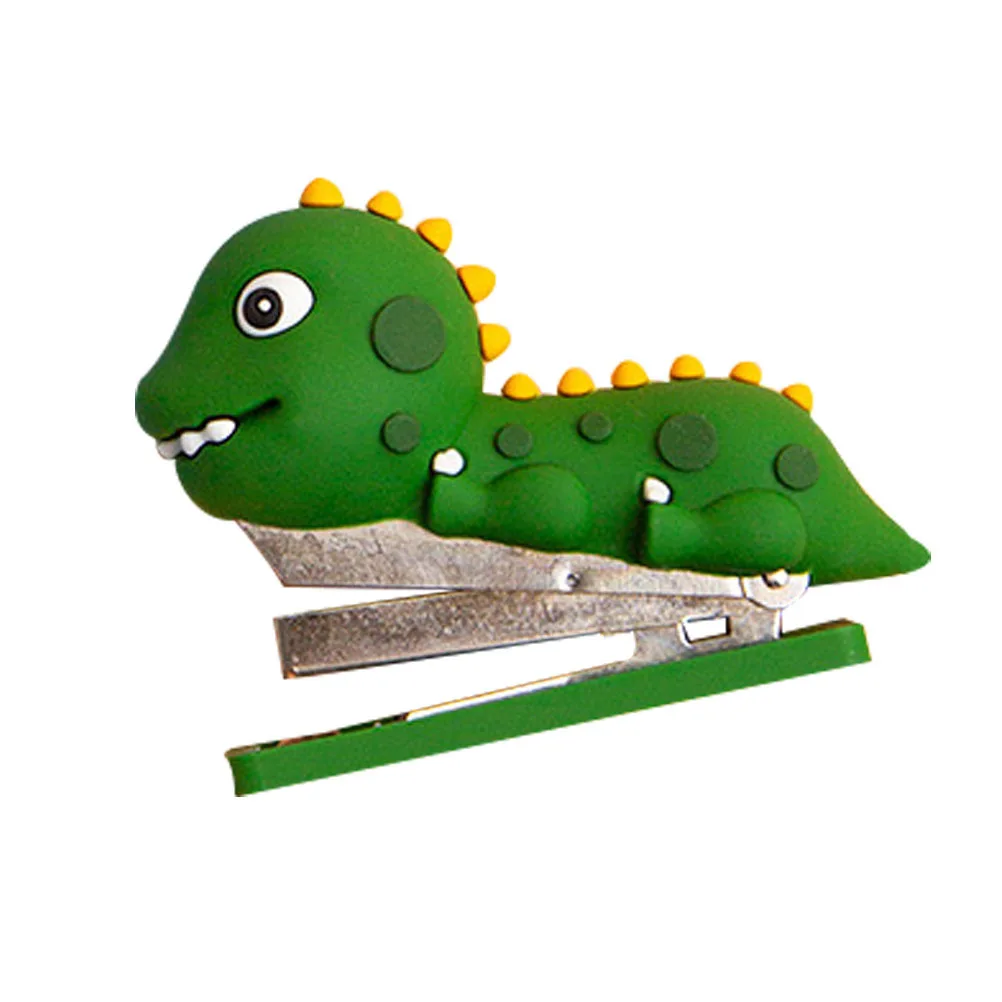 Stapler Mini Bentuk Dinosaurus Stapler Desktop Silikon untuk Kantor Rumah Alat Penjilid Kertas Dekoratif Aksesori Meja Dinosaurus