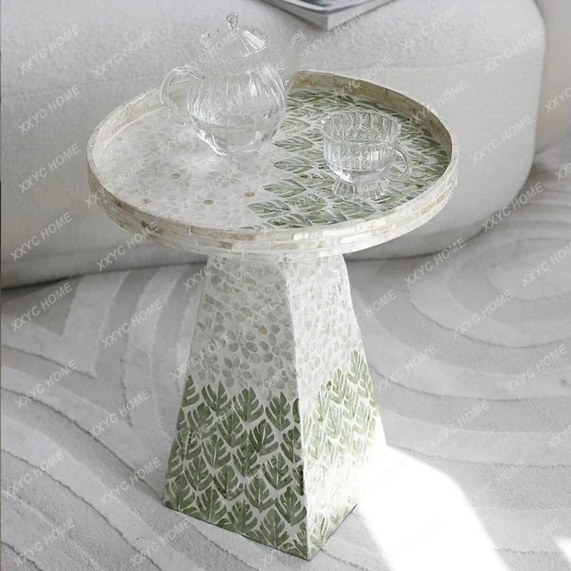 AAOriginal French Natural Fritillary Side Few Decorative Sofa High Sense Light Luxury Shell Small Table Medieval