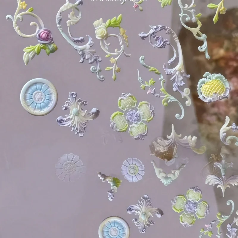 Künstlerische französische Ranken-Blumen-Bankett-Silikonform im europäischen Hofstil Rokoko-Blumenranken 3D-Schnitzerei für Nagelkunst – Detail 6