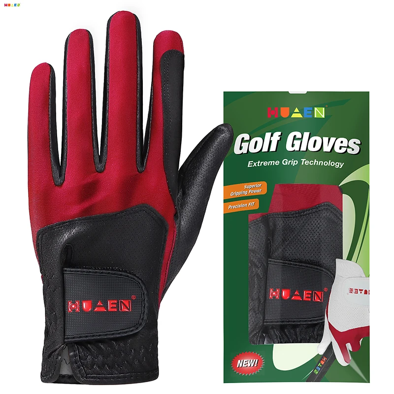 2 Pair Golf Gloves For Men Breathable PU Leather Golf with Non-Slip Particle Outdoor Sports Hand Wear Golf Accessory