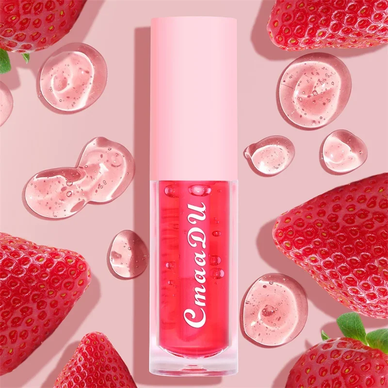 Fruit Color Changing Lip Gloss Strawberry Lip Oil Moisturizing Reduce Lips Line Liquid Lipstick Waterproof Jelly Plump Lips Care