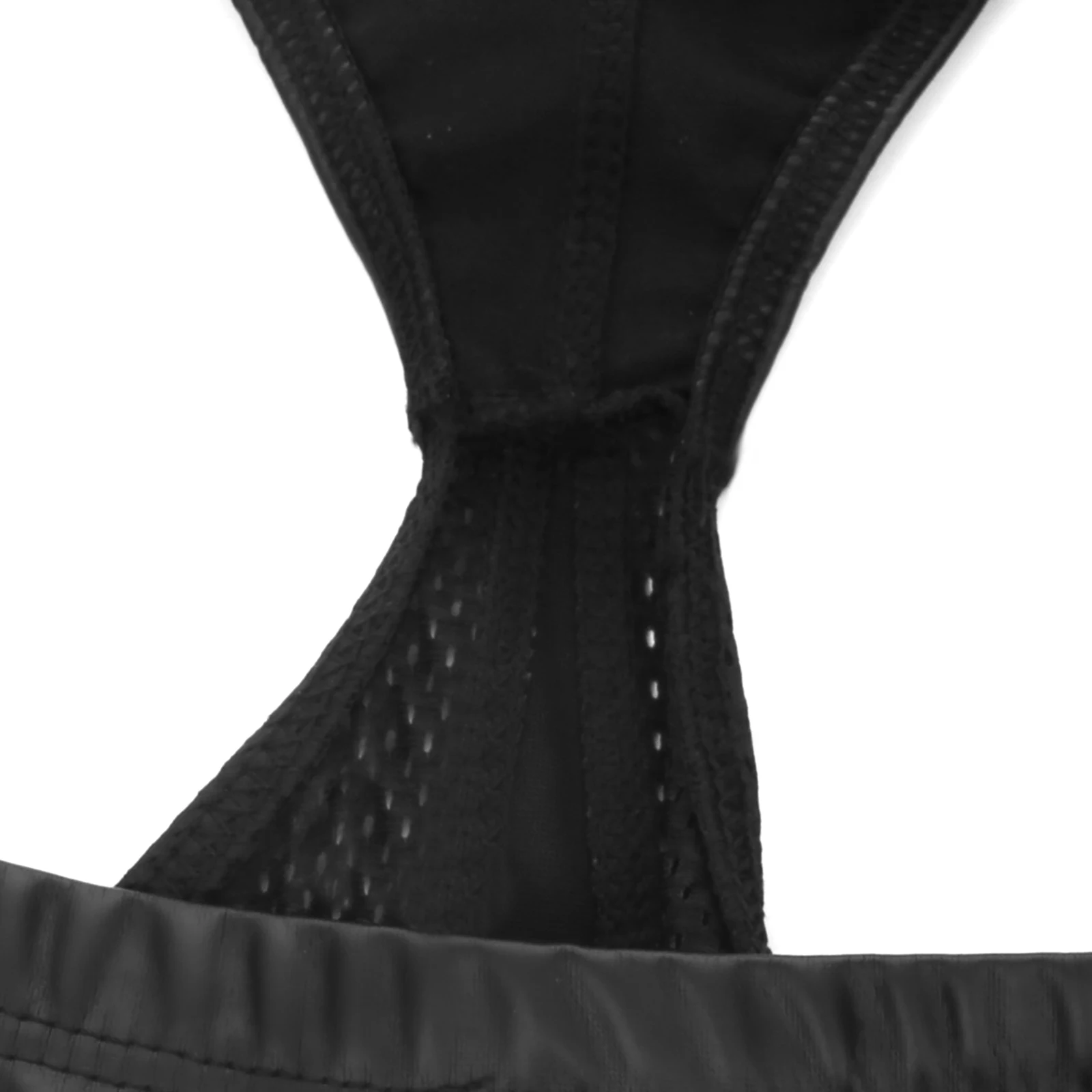 Herren-Bikini-Badehose aus Kunstleder, Patchwork-Mesh, tief sitzende Badehose, Strandshorts, Surf- und Schwimmshorts, Wet-Look – Detail 8