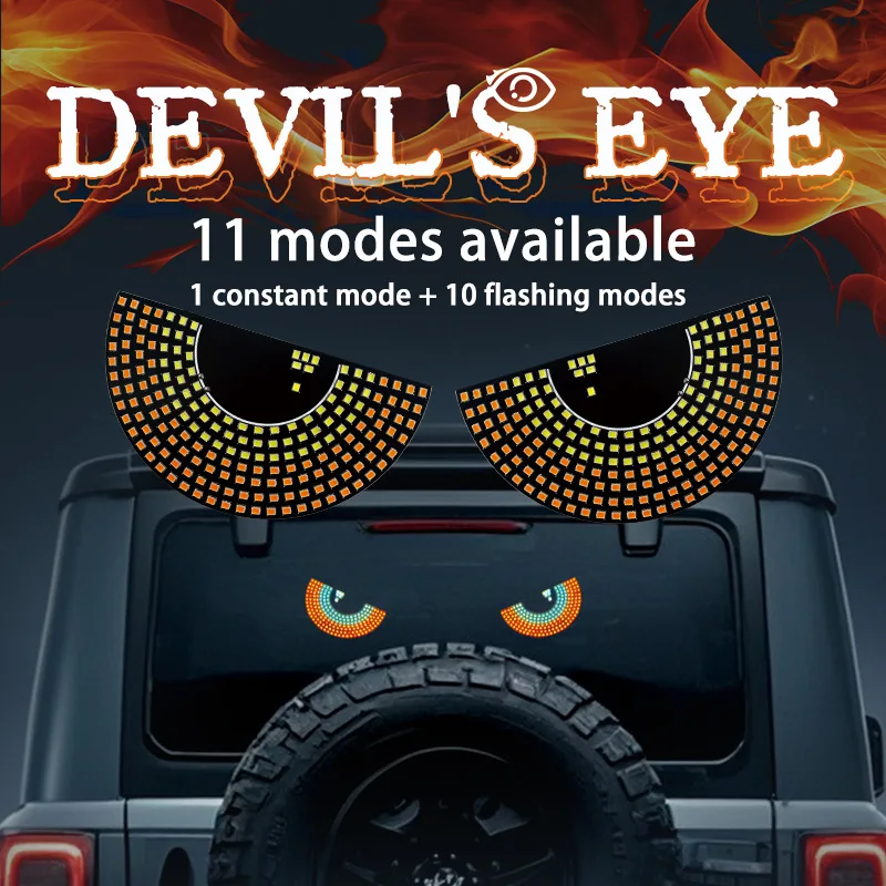 Devil's Eye Car LED Decorative Light Modification Kaziran Big Eye Light Personalised Decoration 11 Modes USB Car Accessories