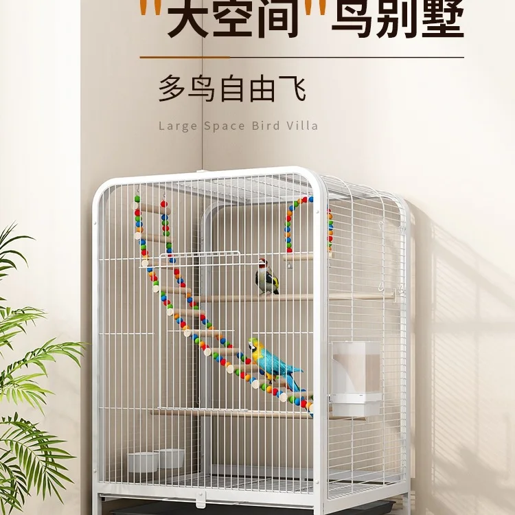 

Клетка для птиц, домашняя большая клетка с тигром и попугаем, роскошная вилла, большая черная клетка для разведения Феникса, клетка для птиц с вышитыми глазами Myna