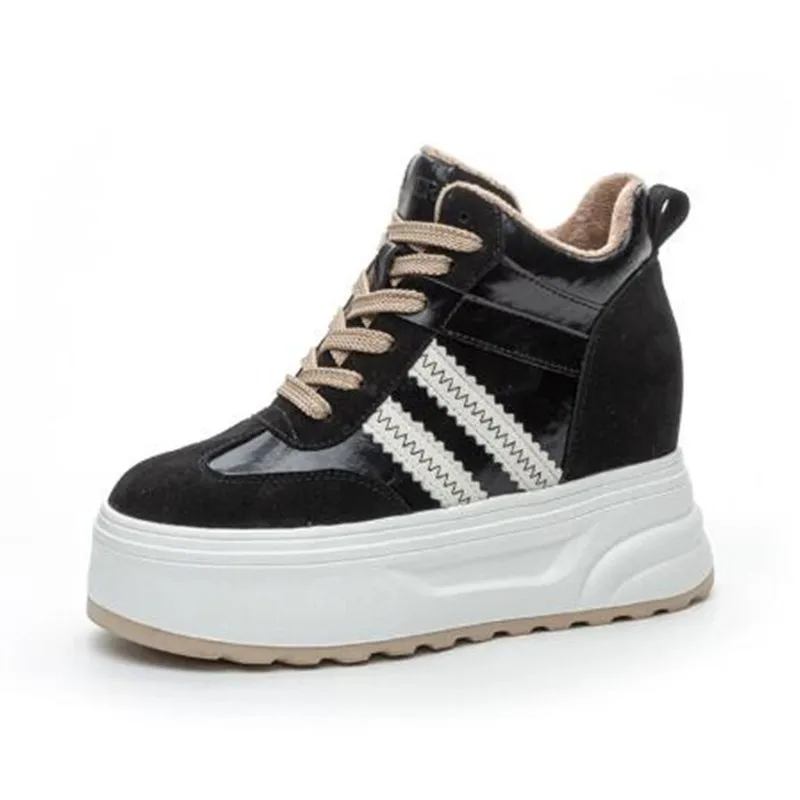 

Кроссовки на платформе из натуральной кожи 10 см, на скрытой танкетке, массивные, повседневные, дышащие, модные, для прогулок весной и осенью, вулканизированные