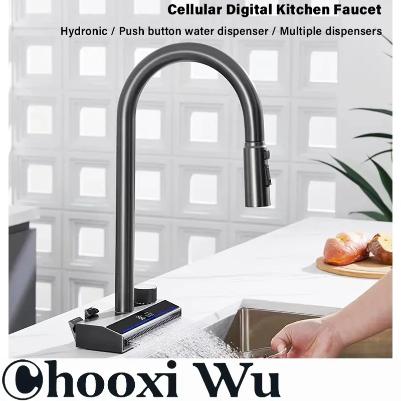

CHOOXIWU Waterfall Sink Faucet For Kitchen Hot Cold Mixer Wash Basin Multiple Water Outlets Rotation Flying Rain Tap Single Hole