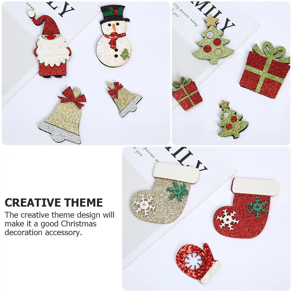 

20Pcs Christmas Cloth Patch Glitter Sewing Embroidered Appliques DIY Repair Clothing Decoration Xmas Festival Apparel Patch