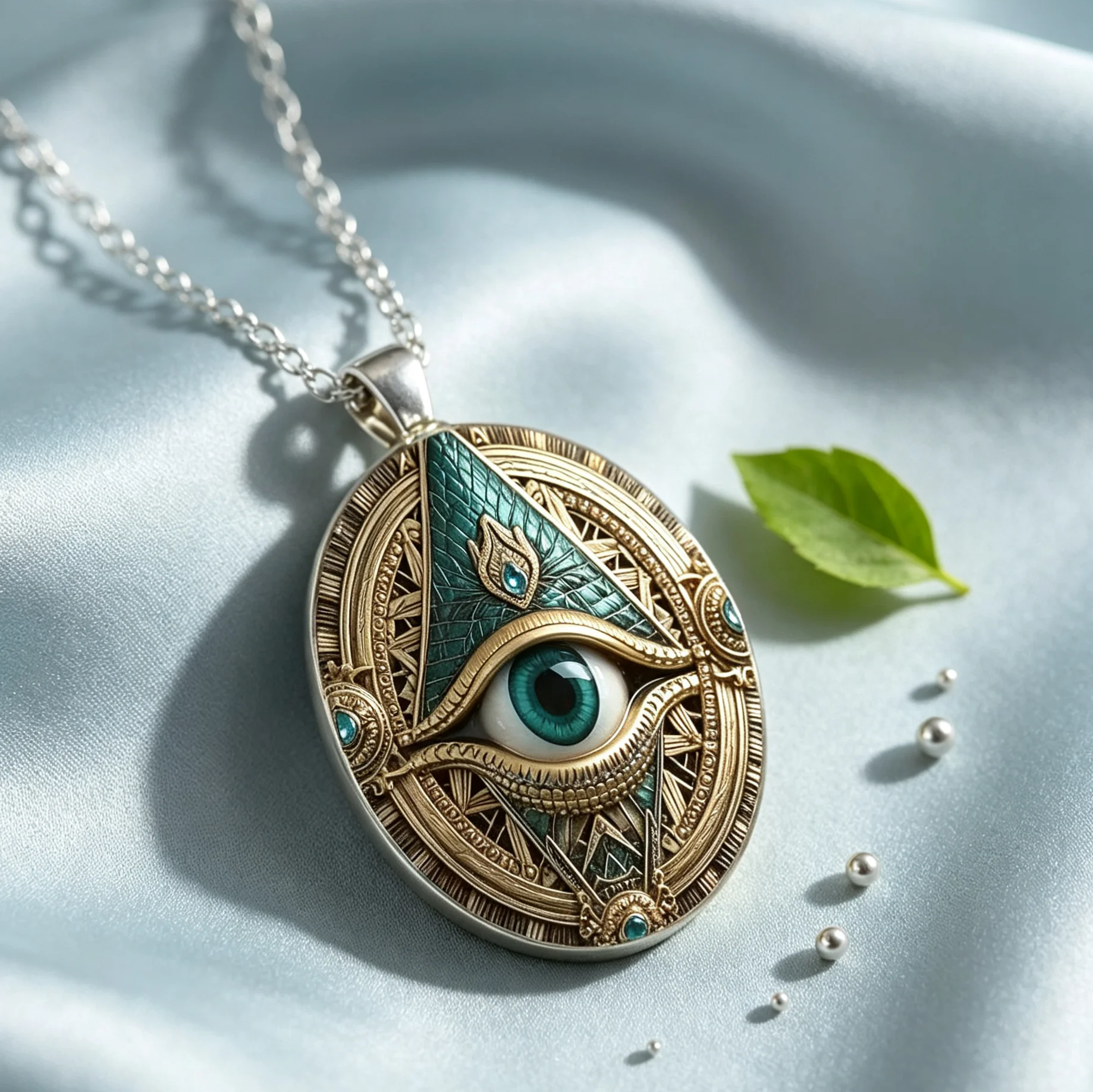All Seeing Eye Pyramid Pendant Necklace Vintage Evil Eye Amulet Jewelry Spiritual Protection Gift for Men Women