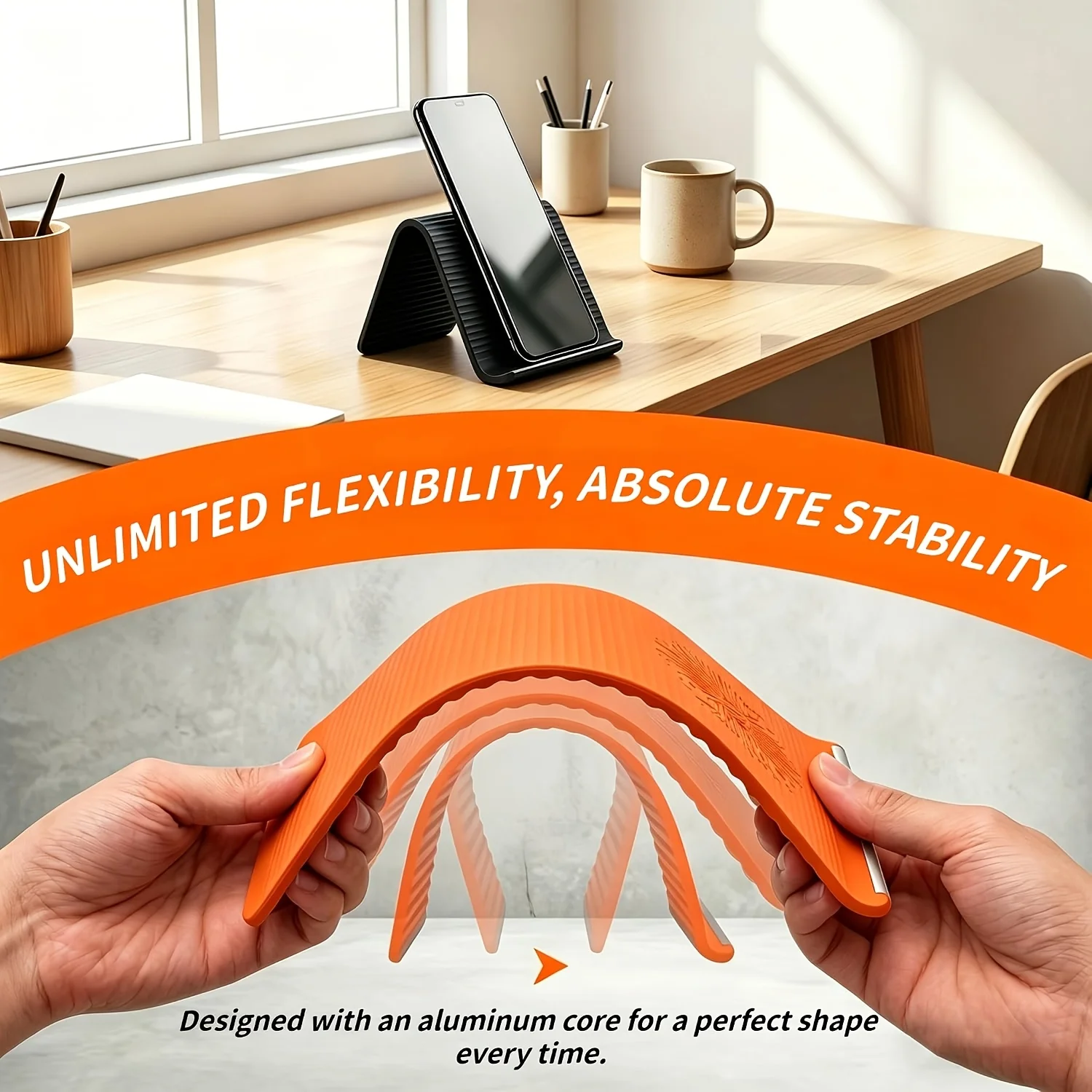 Flexible Foldable Silicone Phone Holder Portable Adjustable Multi-Angle Desktop Stand For iPhone iPad Laptop Tablet Home Office