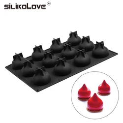 SILIKOLOVE Mousse Cake Molds,Silicone From Water Drop Shaped Freezing Safety Black 12Cavity Cake Tools Kitchen bar For Baking