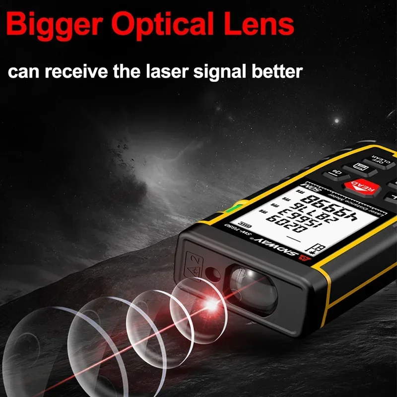 SNDWAY Durable Laser Rangefinder High Accurate Laser Tape Measure 50M 100M 120M Distance Meter Digital Roulette Trena Lazer