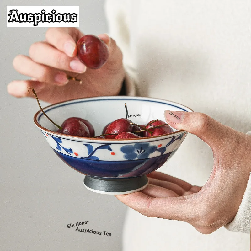 ZAEYORIA Japanese Arita Round Couple Bowl Soup Bowls Dry Fruit Serving Tray Oats Basin Ramen Hot Pot Bowls Commercial Dishware
