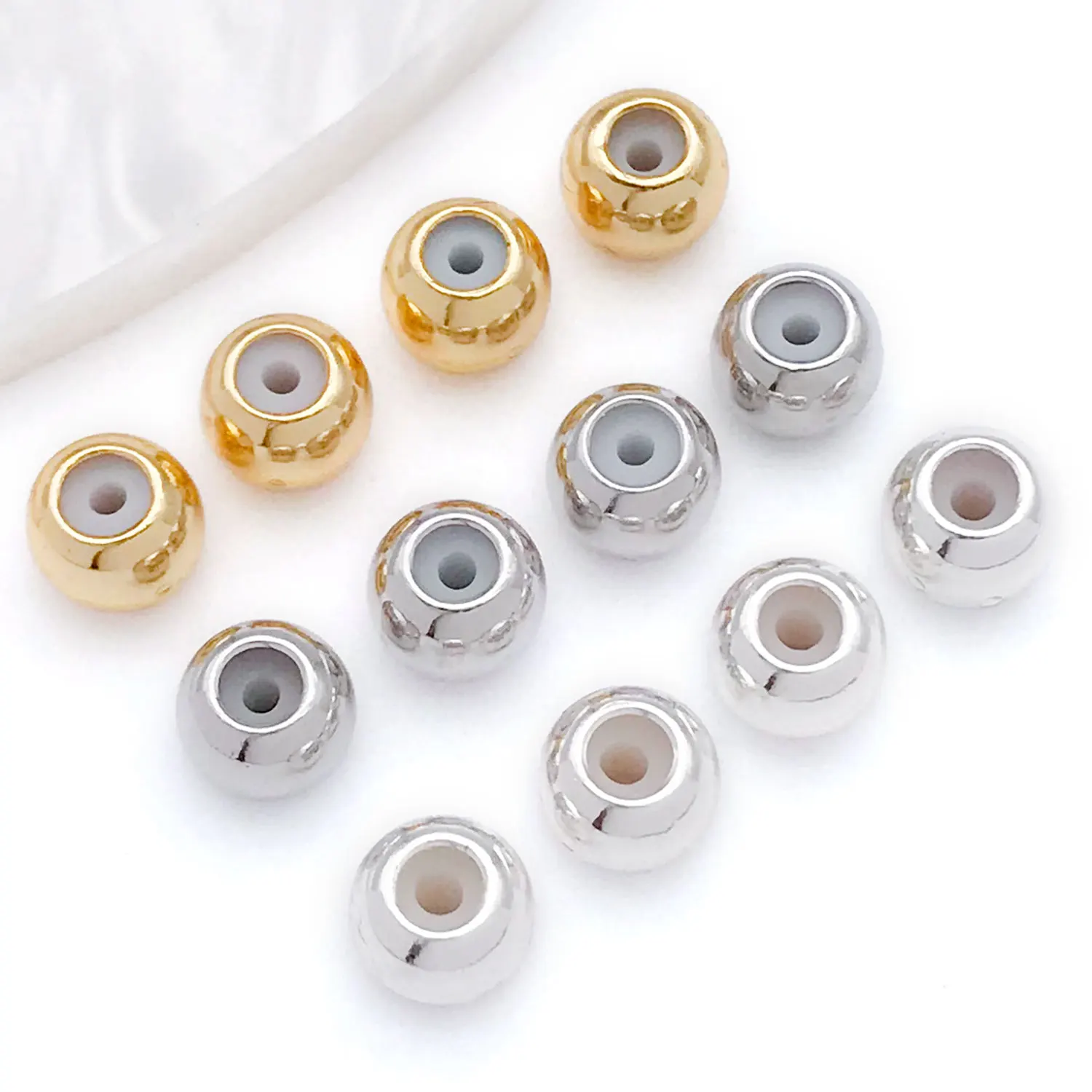 10pcs 3/4/5mm 18K 진짜 골드 도금 황동 위치 비즈, DIY 팔찌 목걸이 쥬얼리에 대 한 실리콘 구슬 액세서리 만들기 썸네일 3