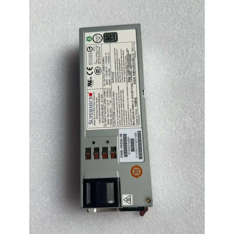 for PWS-1K02A-1R 1000W Power Supply for Supermicro Server Redundant PSU Module High Efficiency Replacement Part